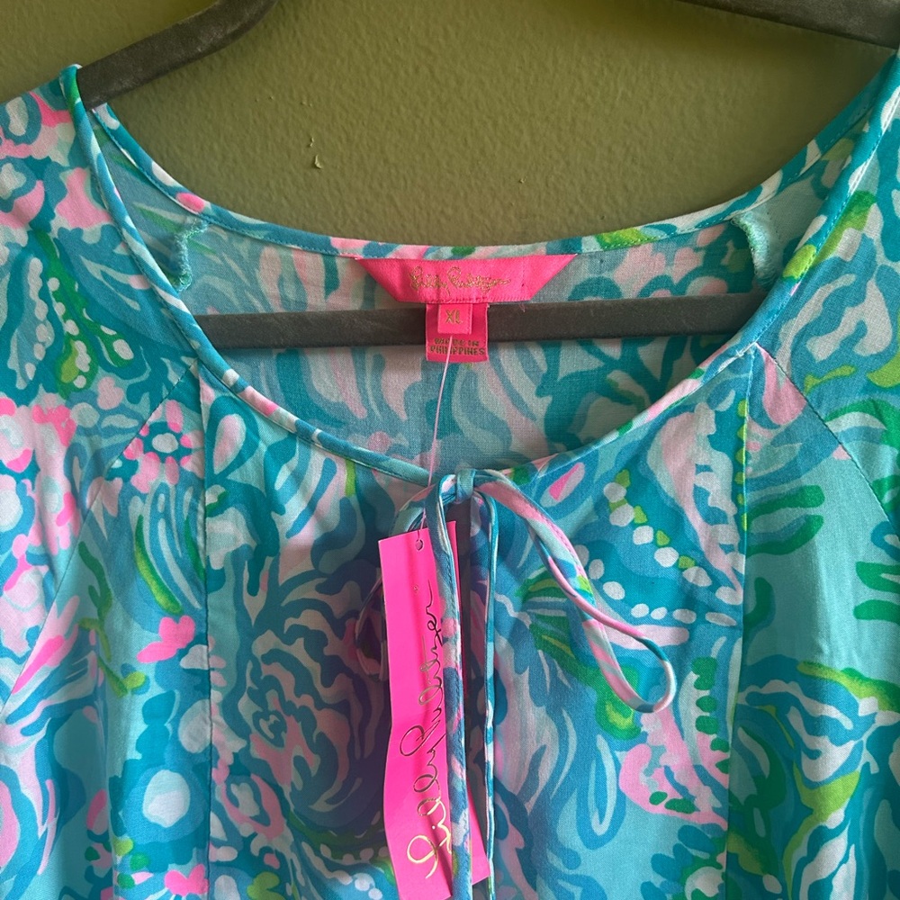 Lilly Pulitzer Azita Tunic Dress w/Tassel Blue Ibiza Aqua La Vista NWT $148 - Picture 7 of 8